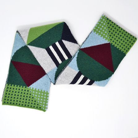 Geometric Lambswool Scarf - Green Playground