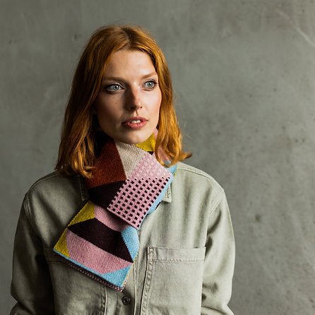 Geometric Lambswool Scarf - Cobalt Blue Playground