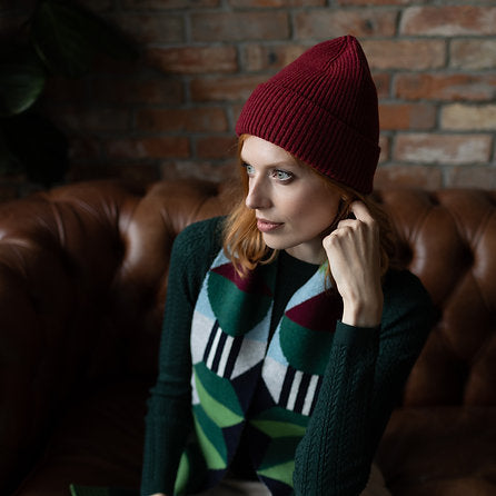 Geometric Lambswool Scarf - Green Playground