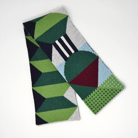 Geometric Lambswool Scarf - Green Playground