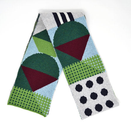 Geometric Lambswool Scarf - Green Playground