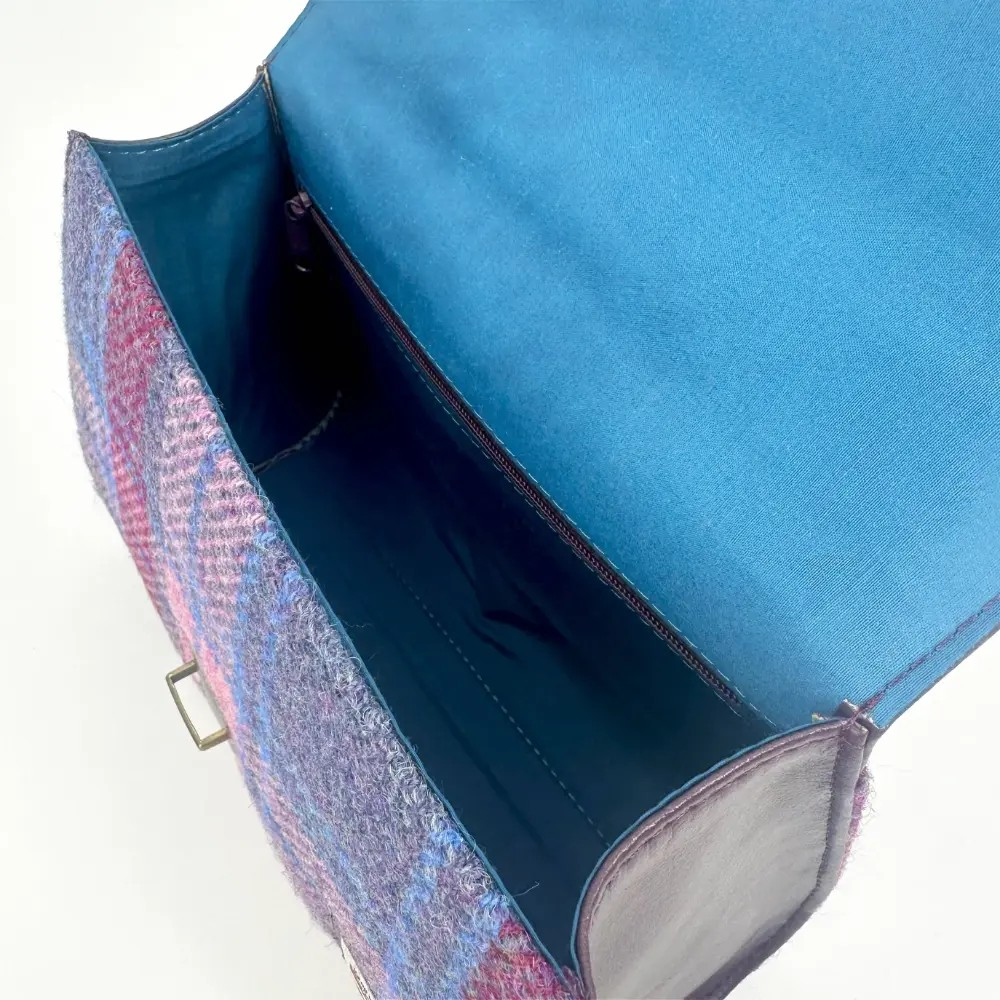 Harris Tweed Mini Day Bag - Purple & Green Check