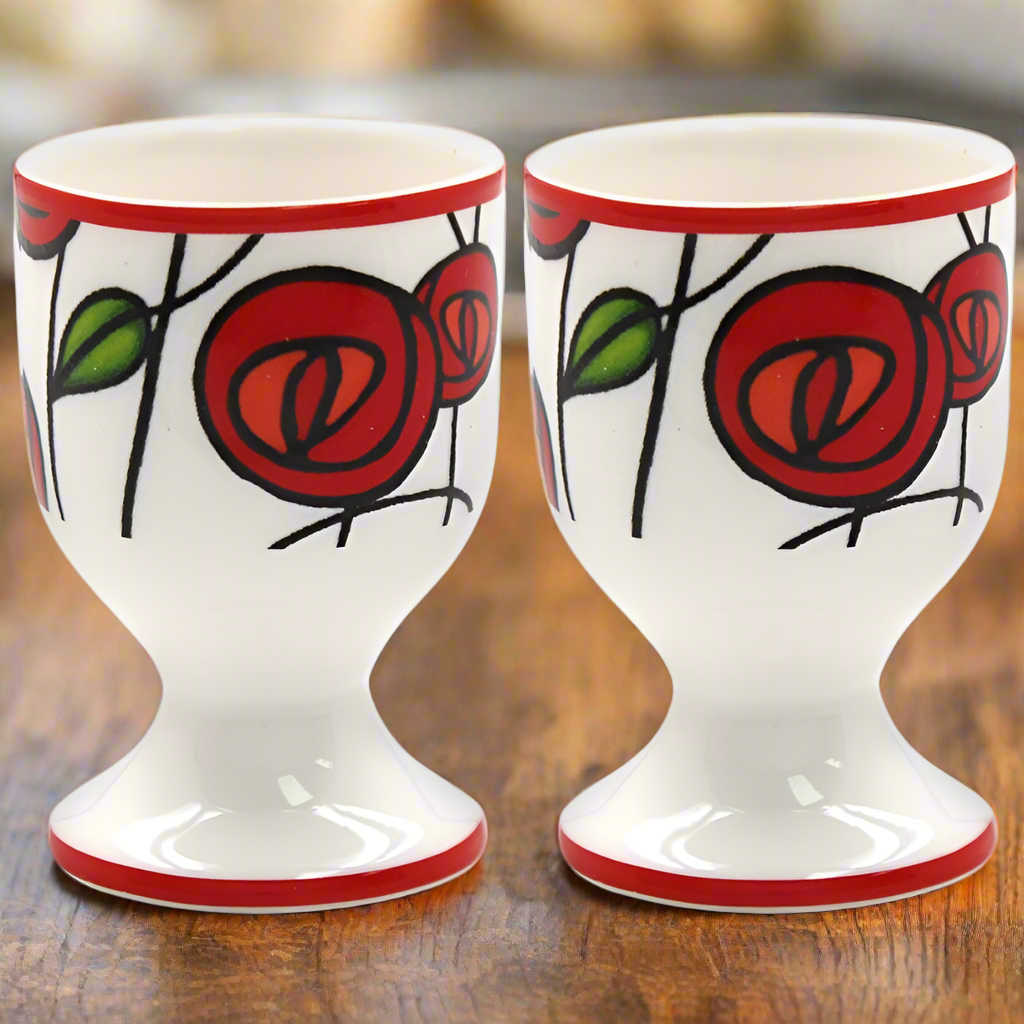 Charles Rennie Mackintosh Red Rose Egg Cups