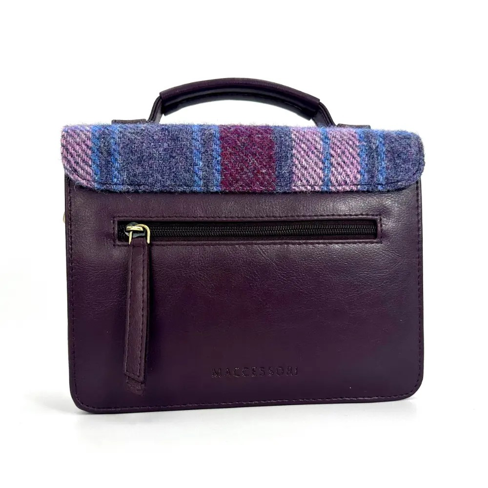 Harris Tweed Mini Messenger Bag - Purple & Green Check