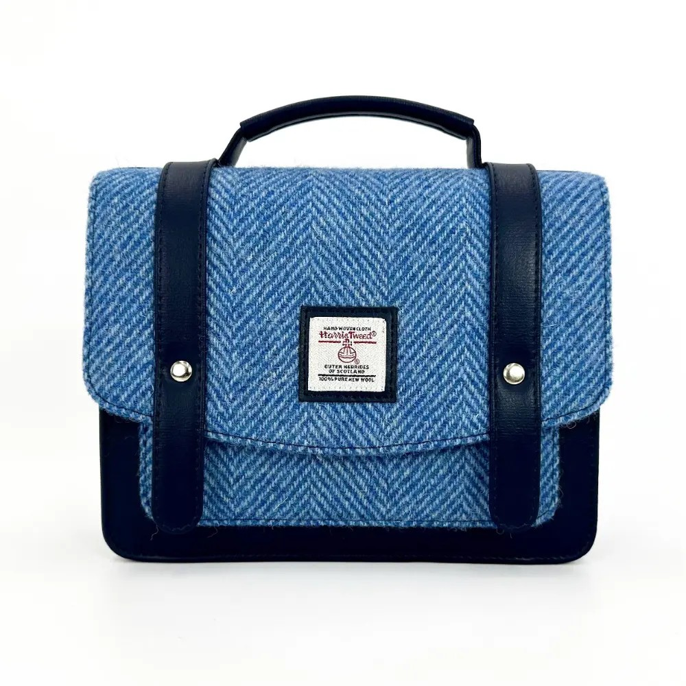 Harris Tweed Mini Messenger Bag - Sky Blue