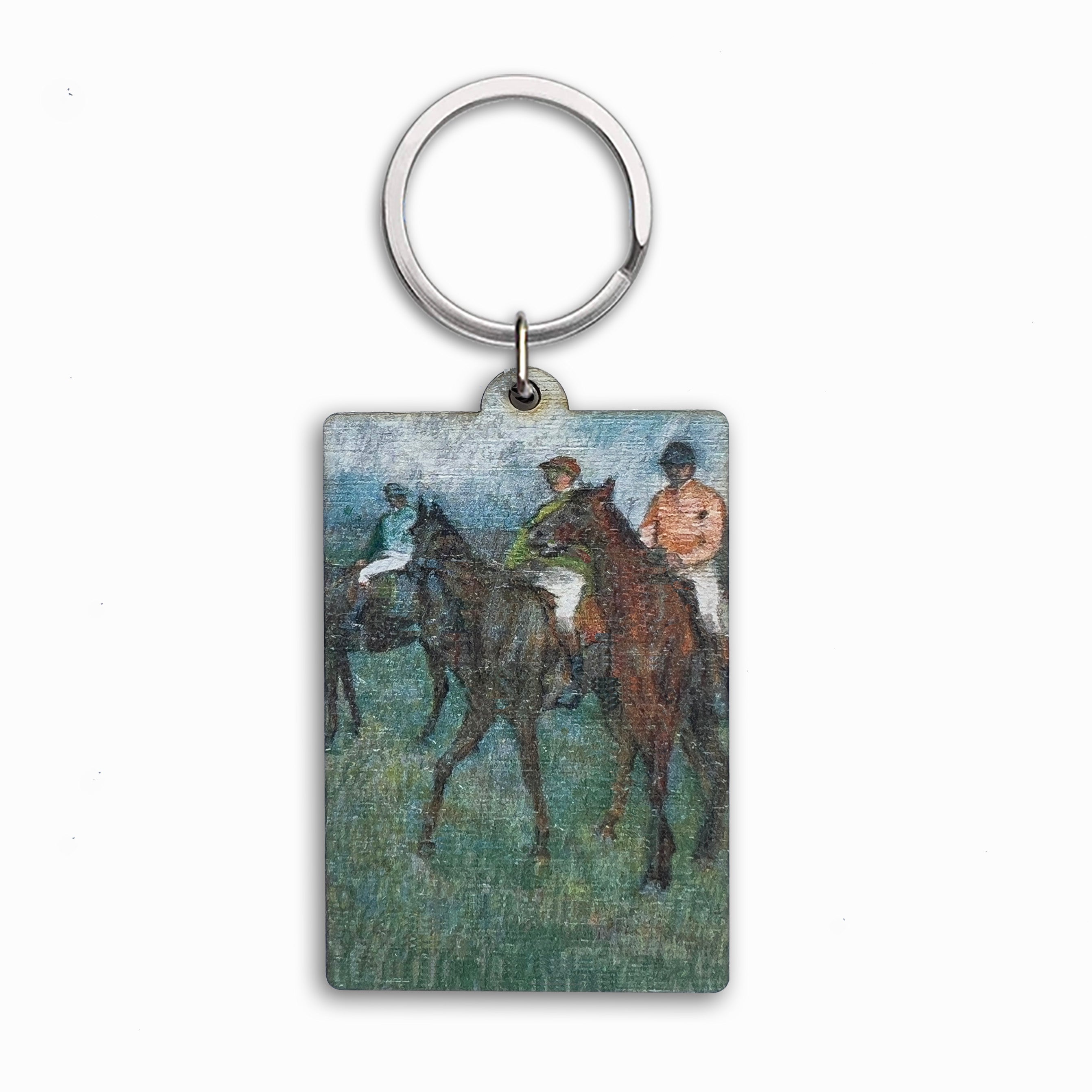 Degas: The Jockeys in the Rain Keyring