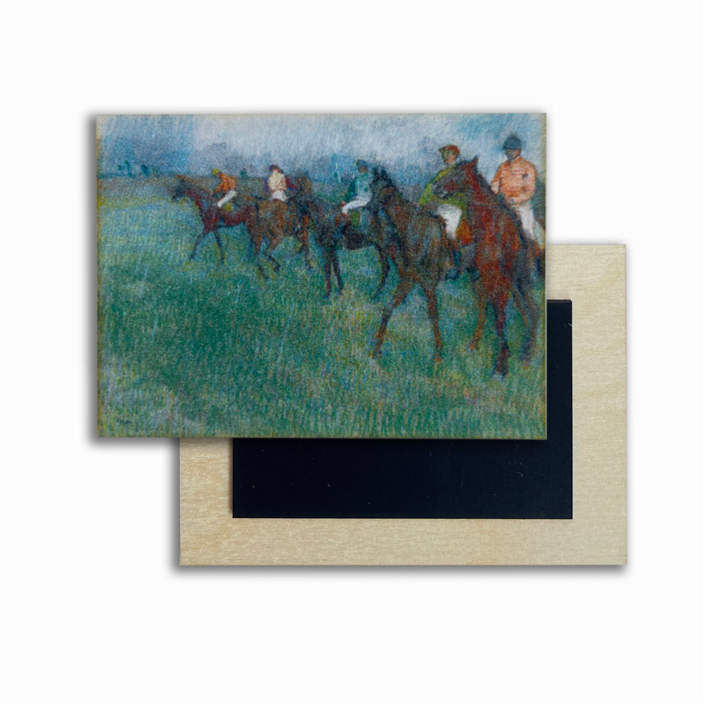 Degas: Jockeys in the Rain Wooden Magnet