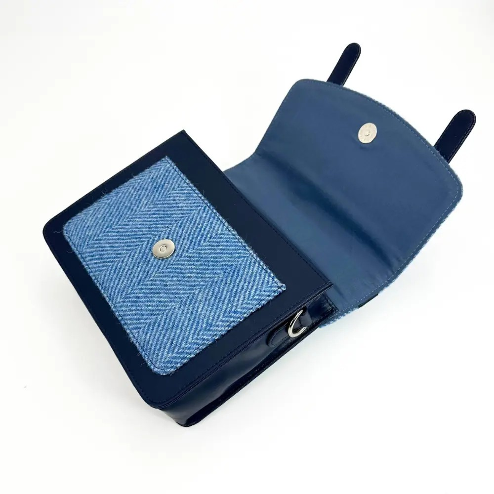 Harris Tweed Mini Messenger Bag - Sky Blue