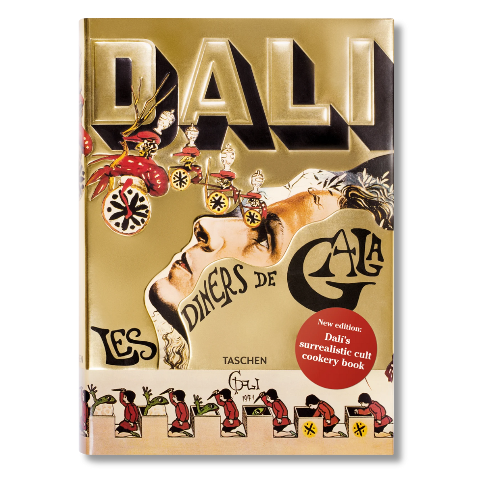 Cover of the book 'Dalí: Les dâners de Gala' featuring illustrations of Salvador Dali and Gala Dali, with text and decorative elements.
