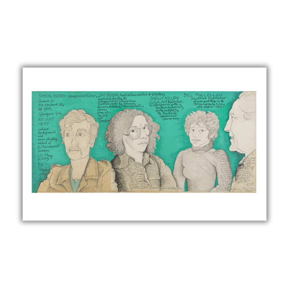 Alasdair Gray: Four Folk in Glasgow Postcard