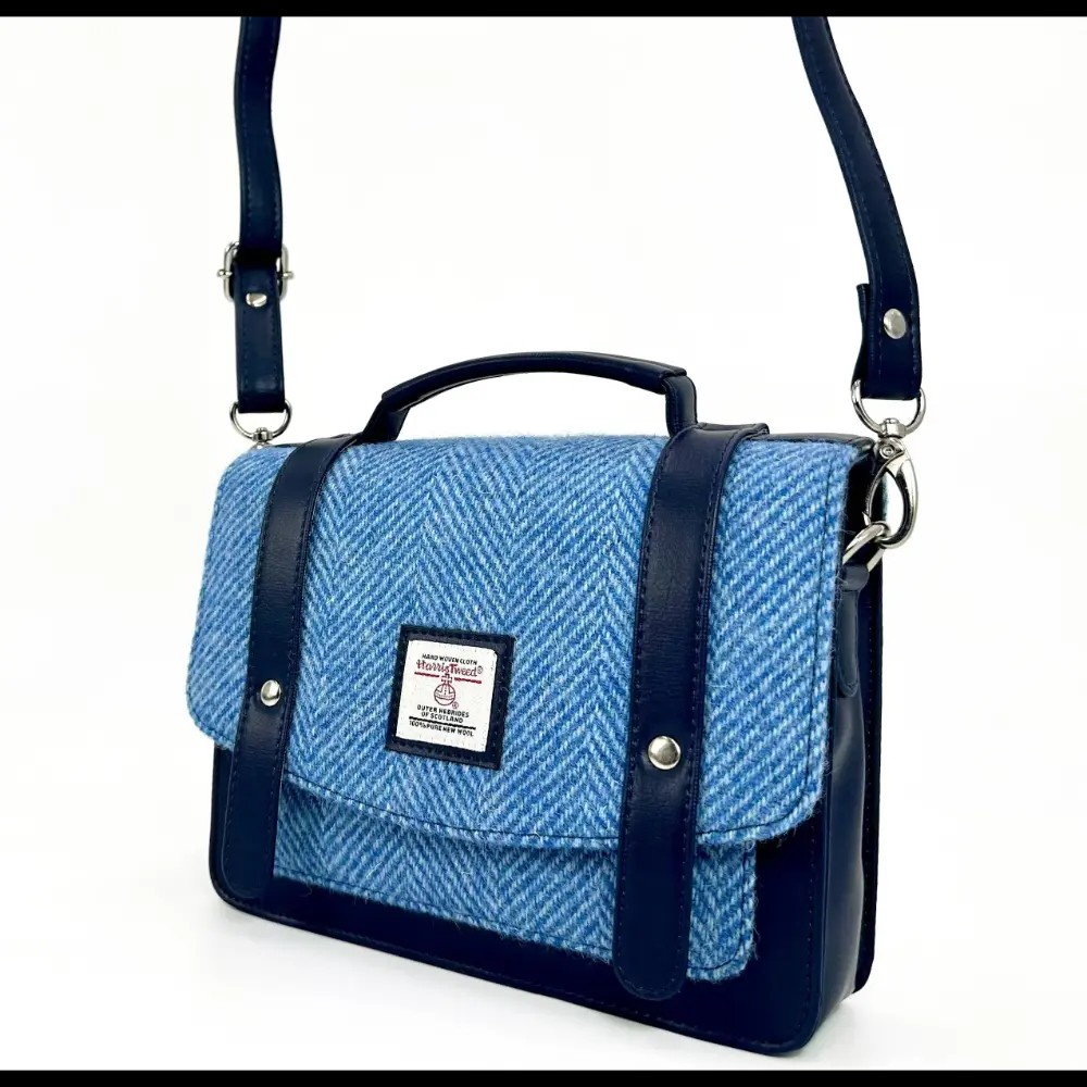 Harris Tweed Mini Messenger Bag - Sky Blue
