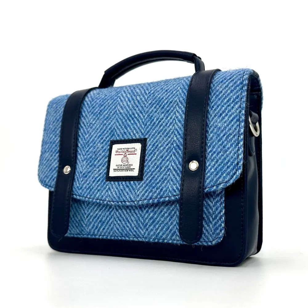 Harris Tweed Mini Messenger Bag - Sky Blue