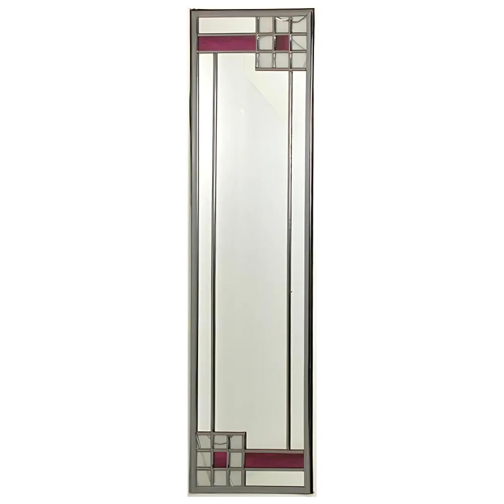 Mackintosh Pastel Squares Mirror: Cerise & Fog Grey