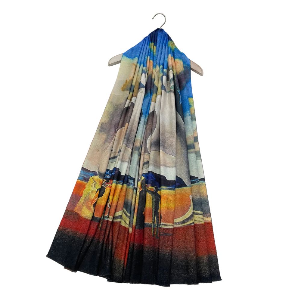 Dali The Persistence of Memory Reversible Wool Frayed Scarf