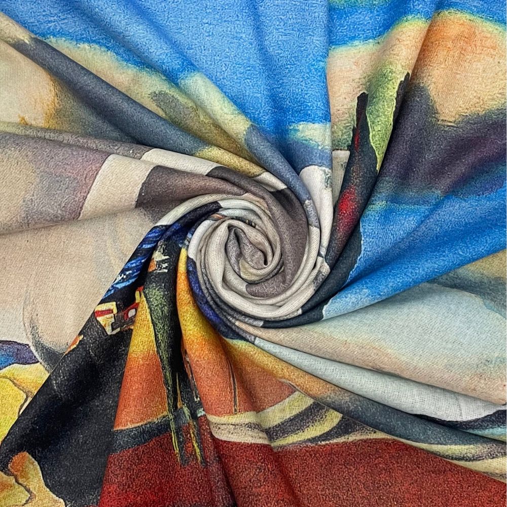 Dali The Persistence of Memory Reversible Wool Frayed Scarf