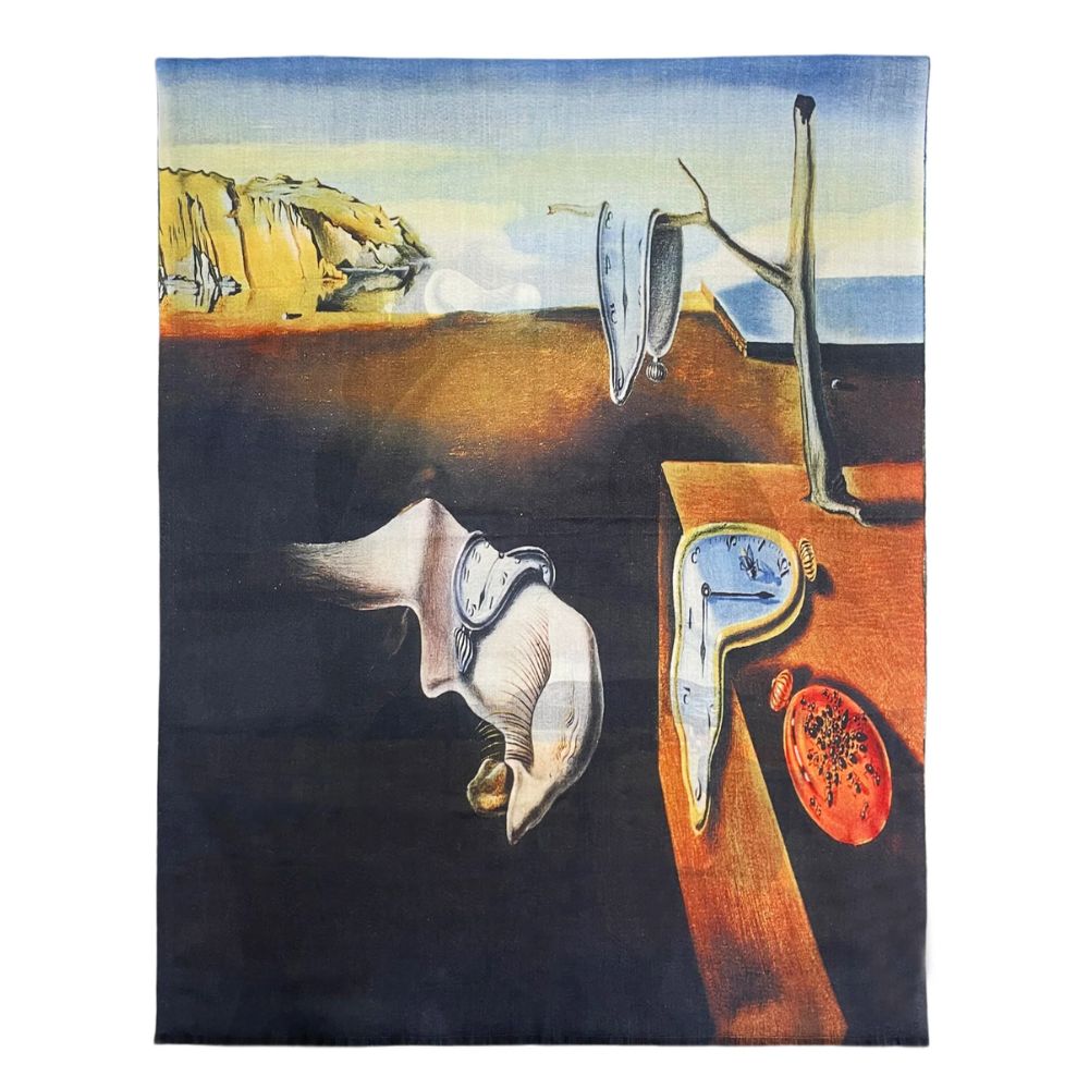 Dali The Persistence of Memory Reversible Wool Frayed Scarf