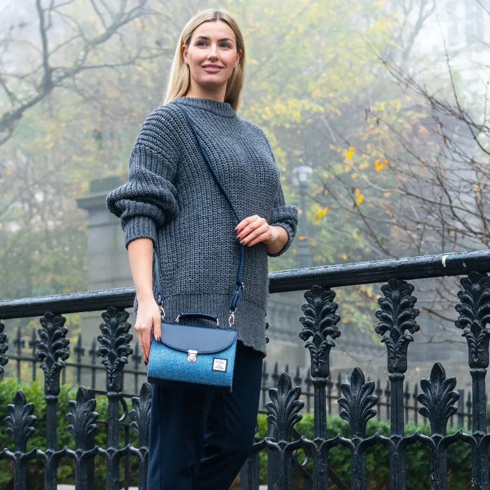 Harris Tweed Mini Day Bag - Sky Blue