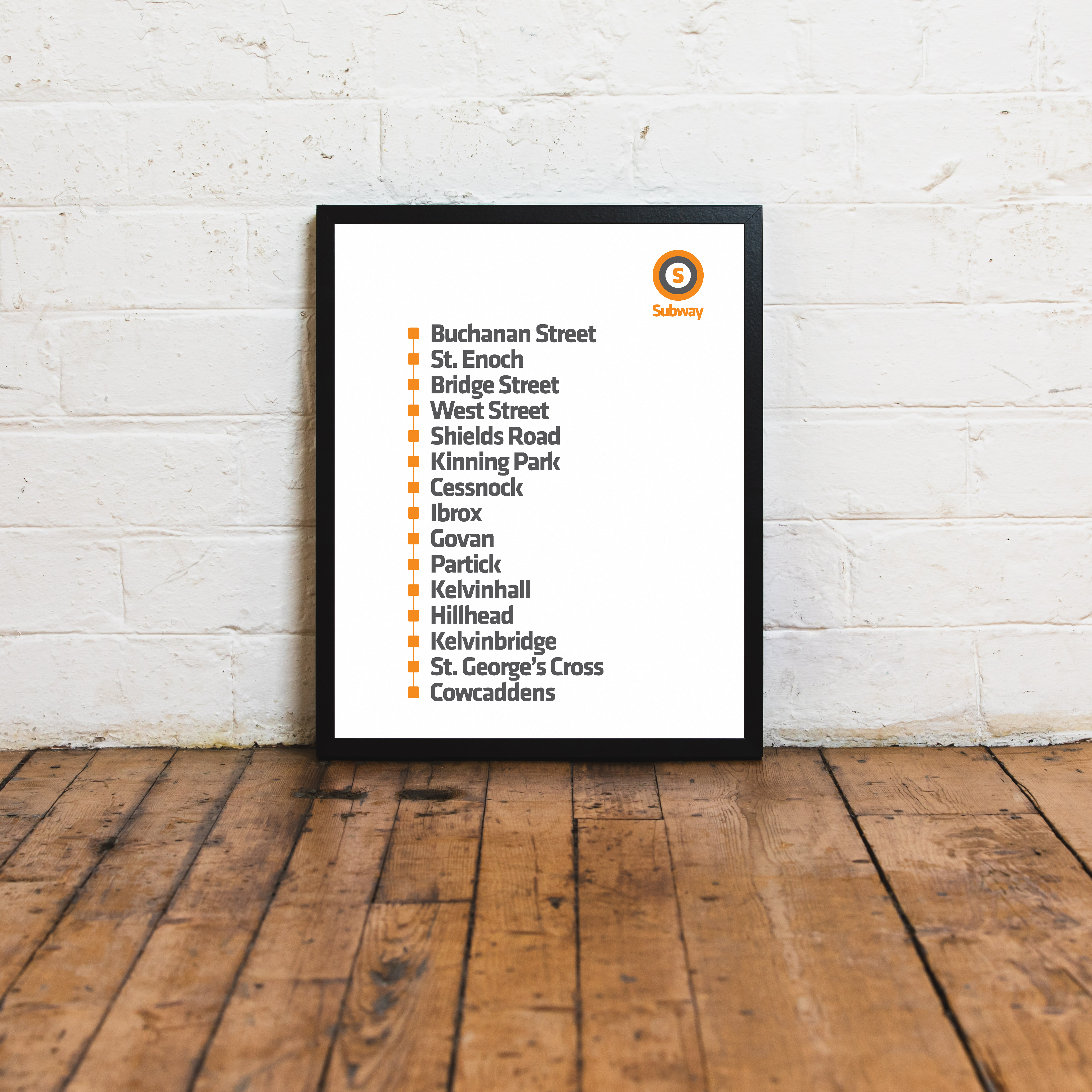 Glasgow Subway Station List Print