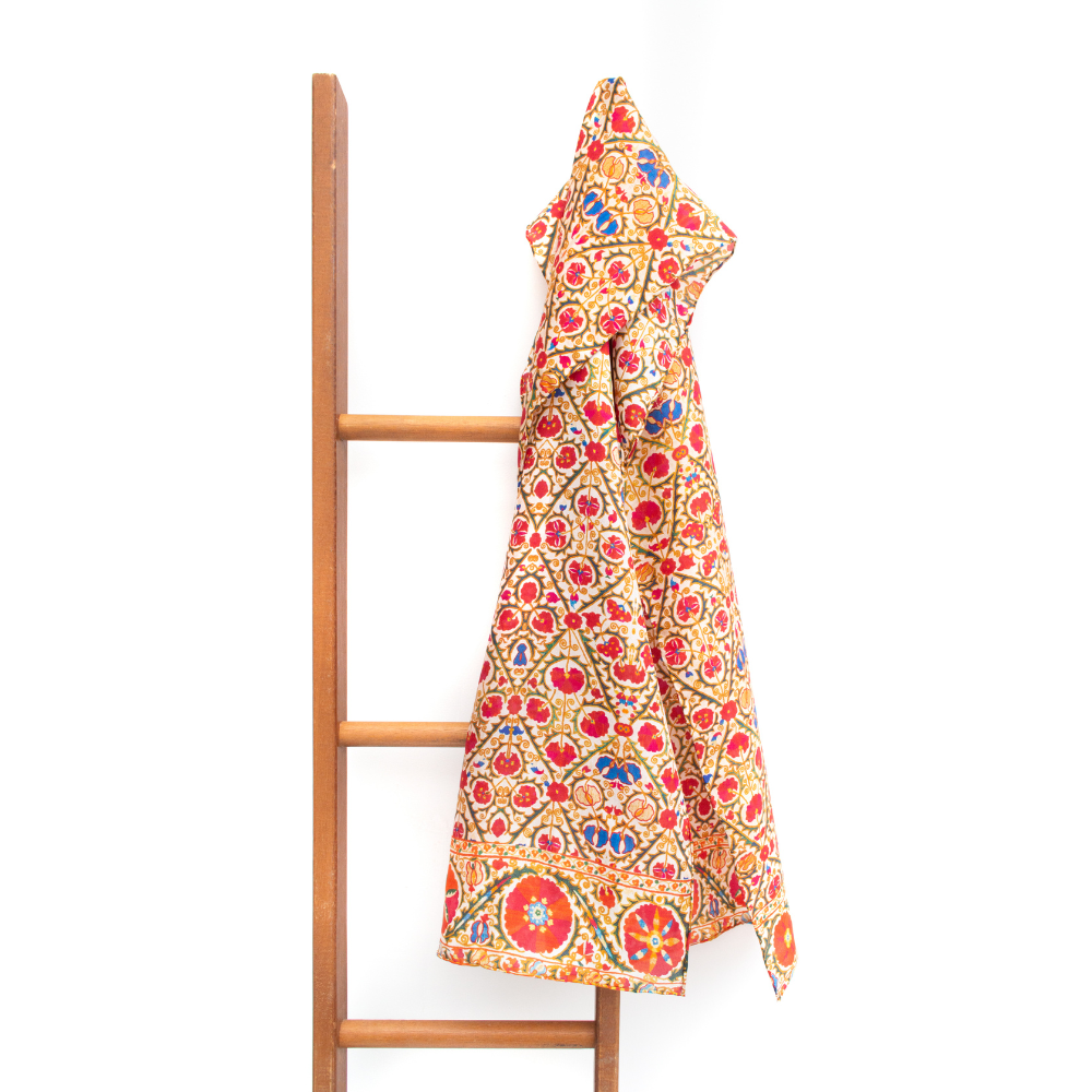 Suzani Flower Scarf - Red