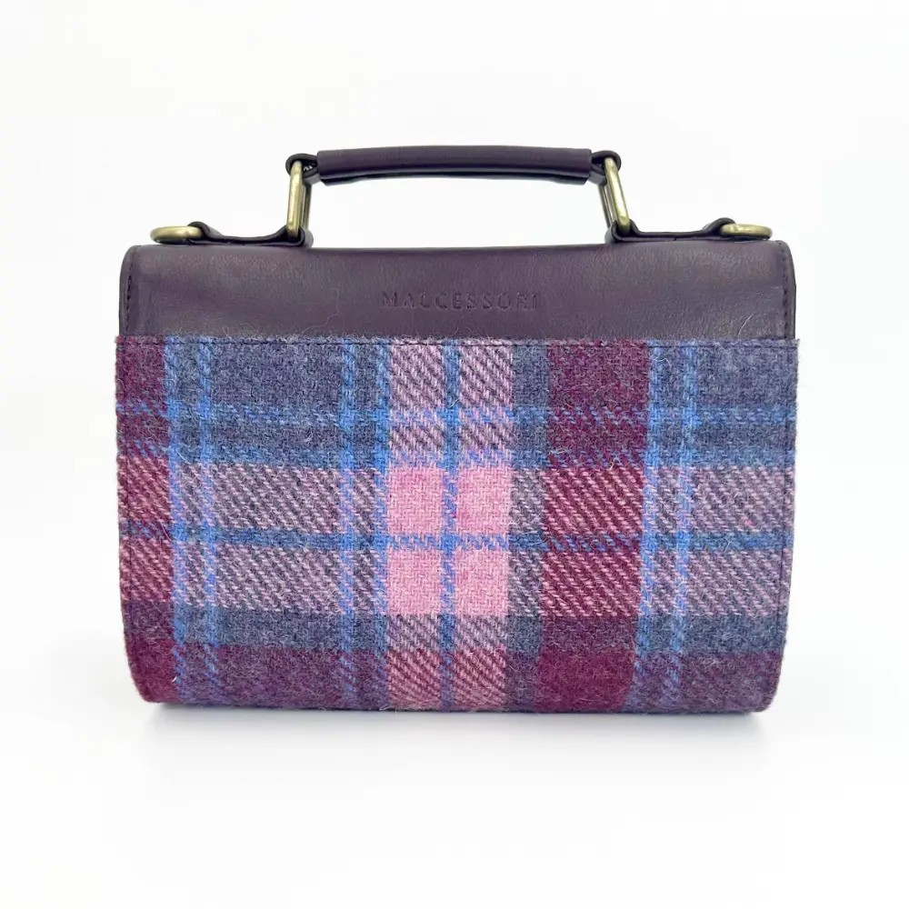 Harris Tweed Mini Day Bag - Purple & Green Check