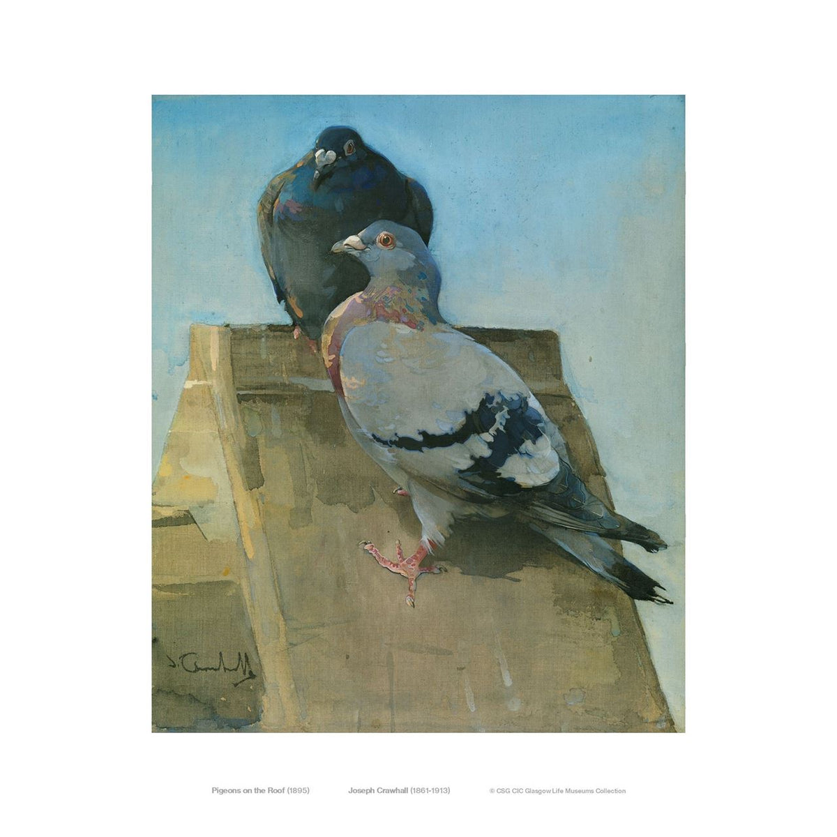 Joseph Crawhall: Pigeons on the Roof Print