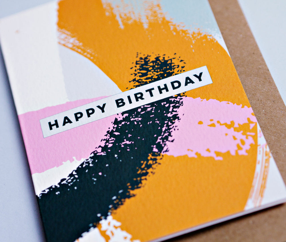 Happy Birthday Card - Swirls