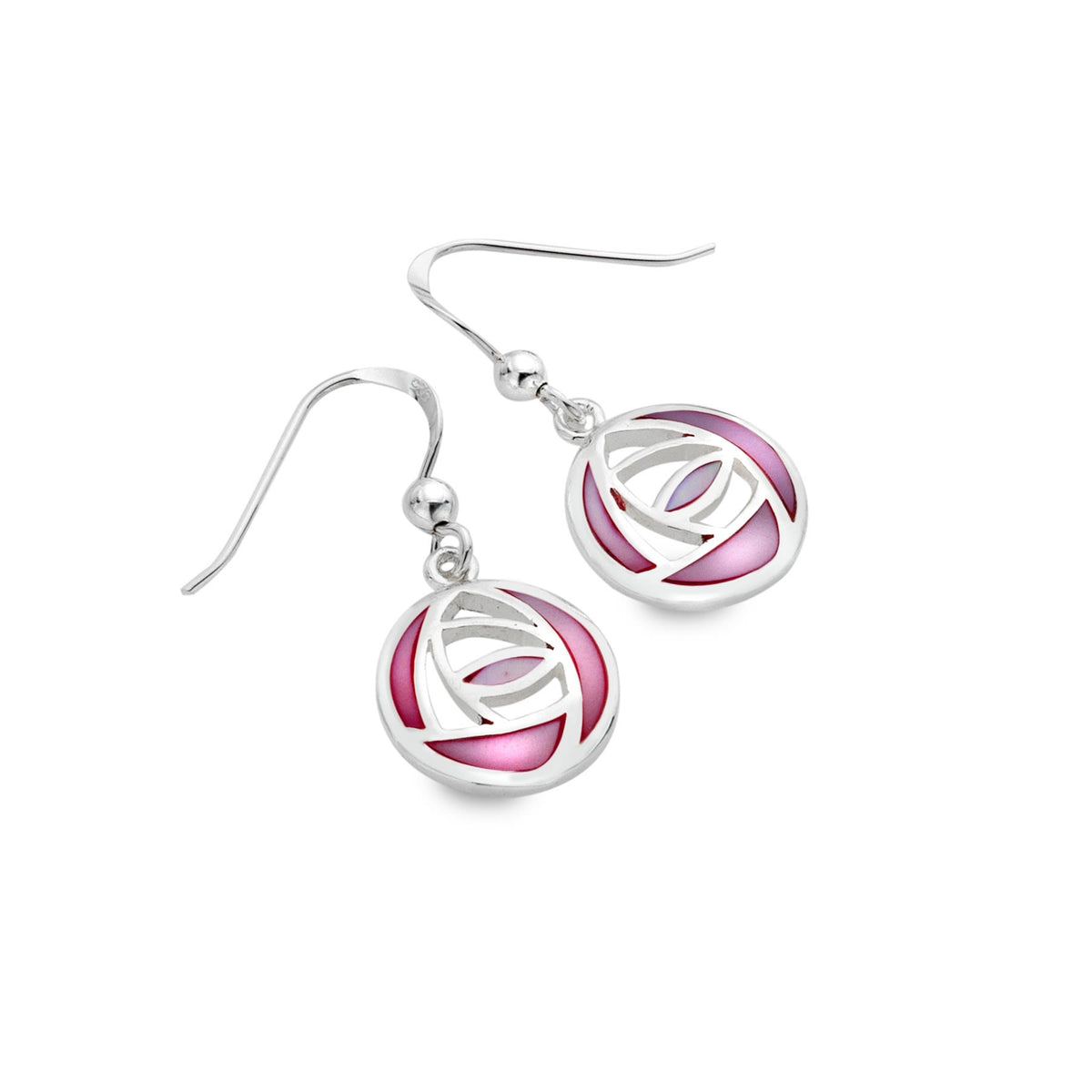 Mackintosh Silver & Pink MOP Cut Out Rose Earrings