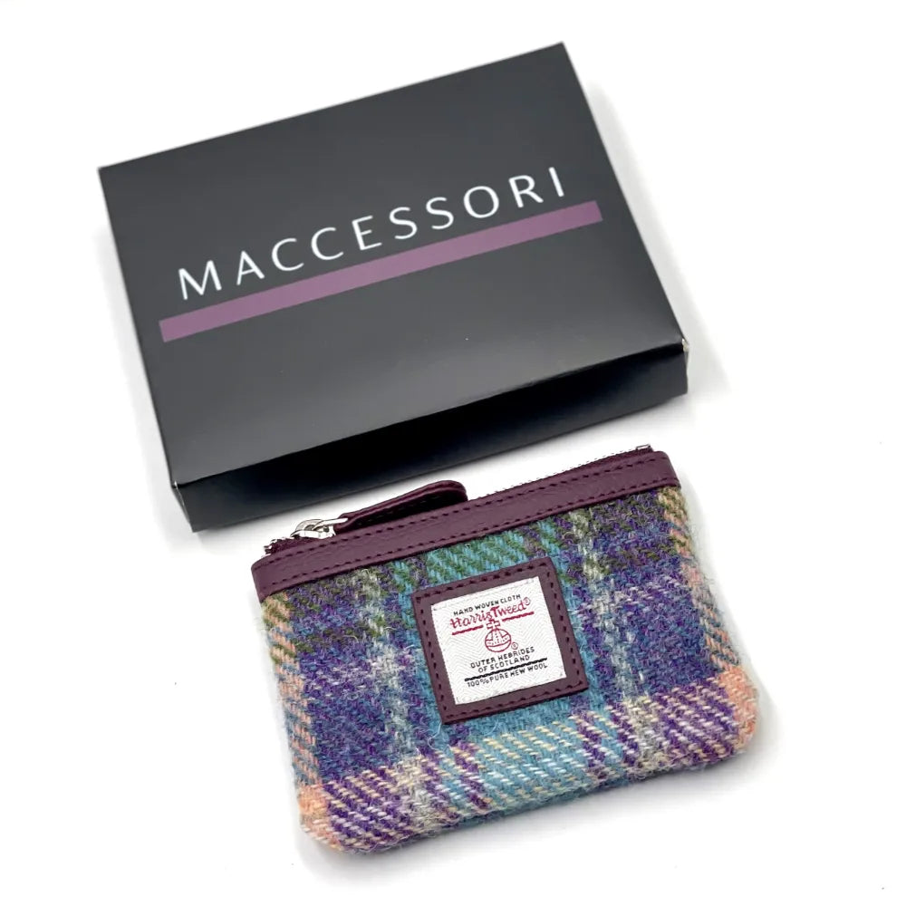 Harris Tweed Coin Purse - Purple & Green Check