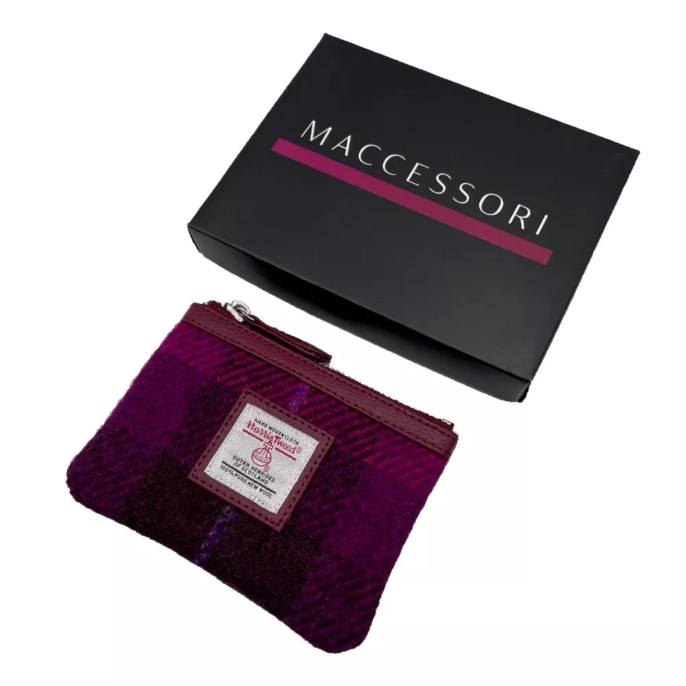 Harris Tweed Coin Purse - Purple Check