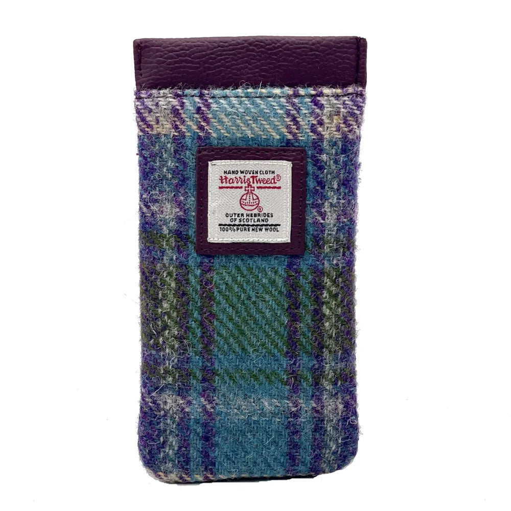 Harris Tweed Glasses Sleeve - Purple & Green Check