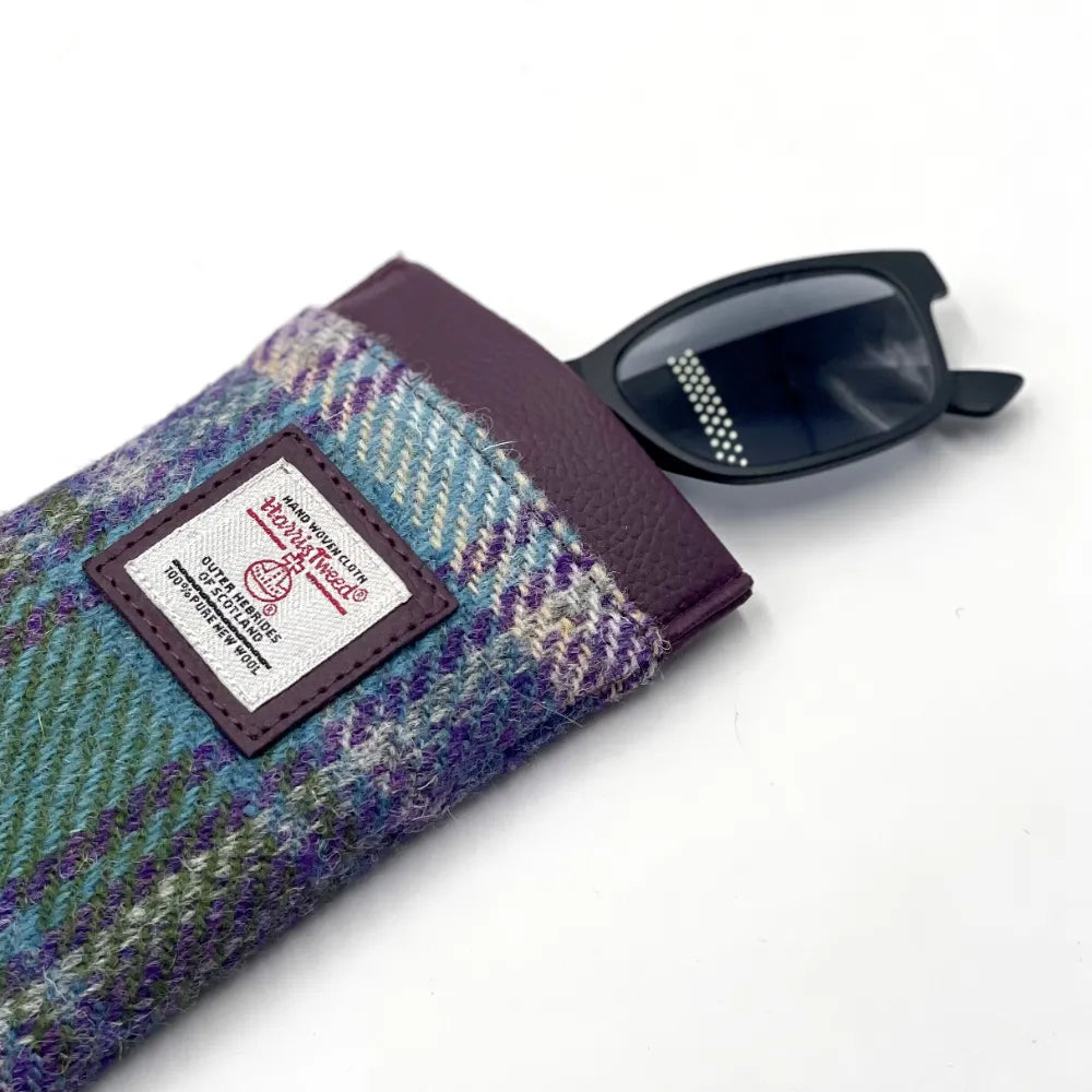 Harris Tweed Glasses Sleeve - Purple & Green Check
