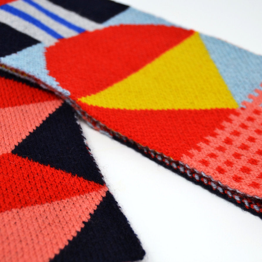 Geometric Lambswool Scarf - Red Playground