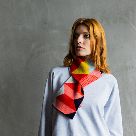 Geometric Lambswool Scarf - Red Playground