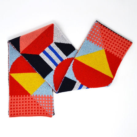 Geometric Lambswool Scarf - Red Playground