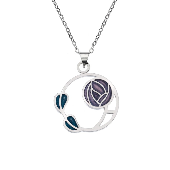 Mackintosh Cut Out Rose & Leaf Necklace