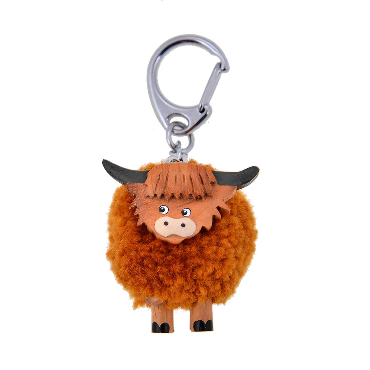 Highland Cow Pom Pom Keyring