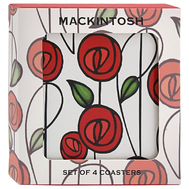 Charles Rennie Mackintosh Red Rose Coaster Set