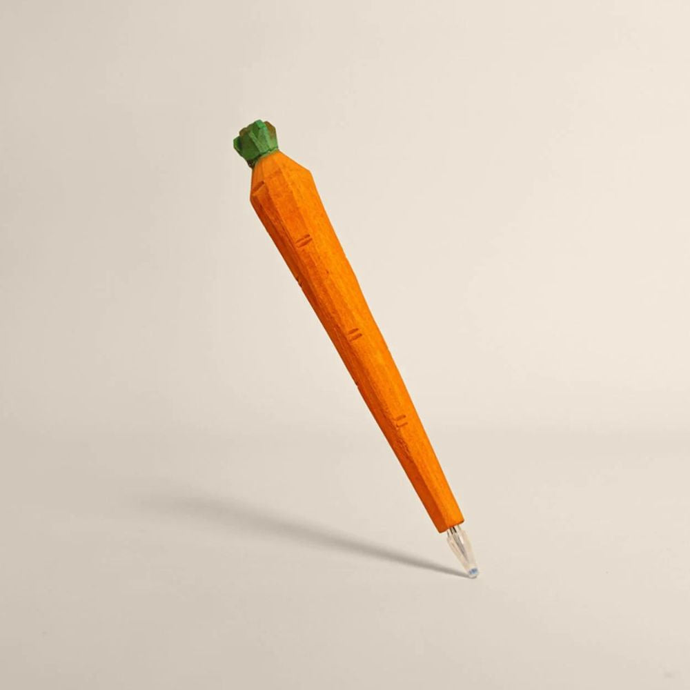 Hand-Carved Wooden Carrot Pen