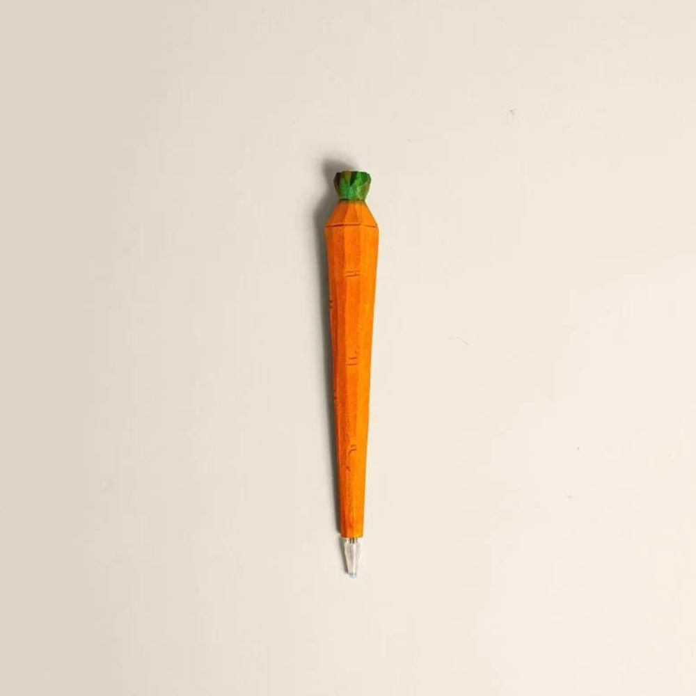 Hand-Carved Wooden Carrot Pen