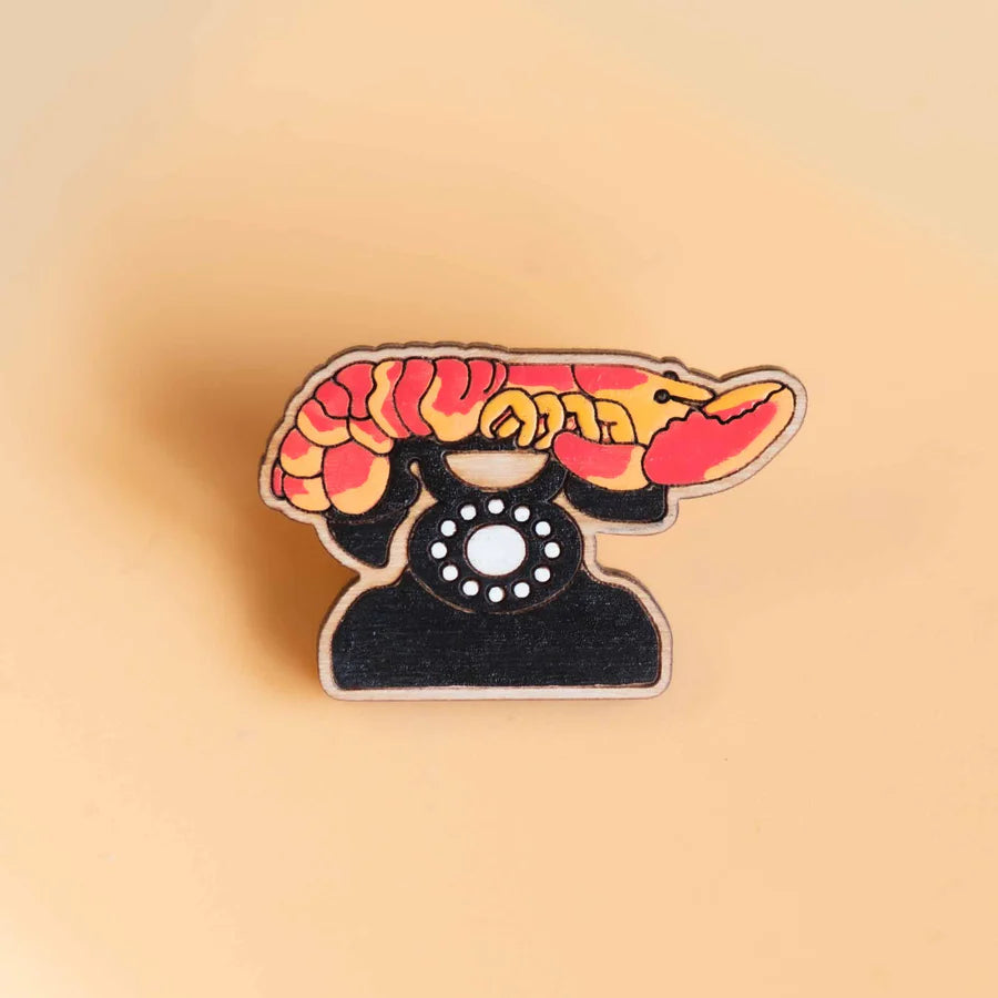 Hand-Painted Lobster Telephone Pin