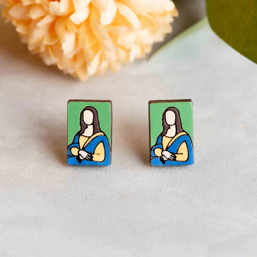 Hand-Painted Mona Lisa Earrings