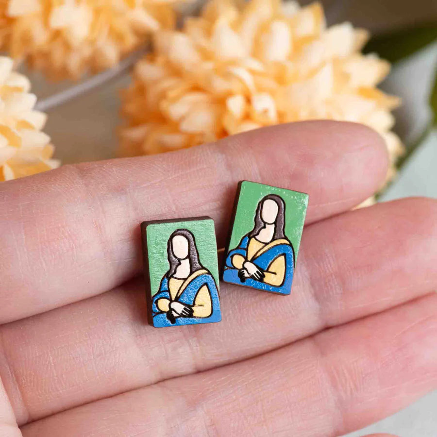 Hand-Painted Mona Lisa Earrings