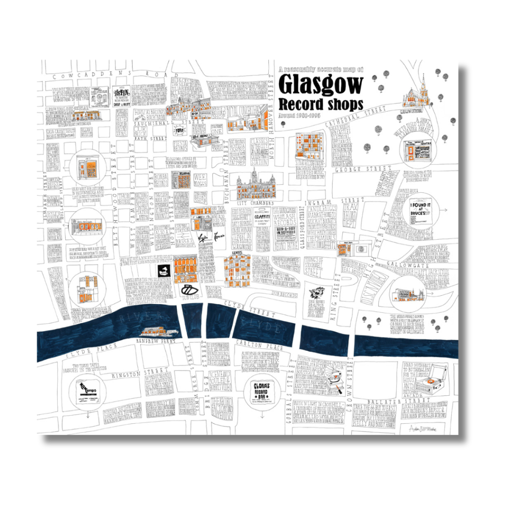 Adrian McMurchie: Glasgow Record Shop Map Print