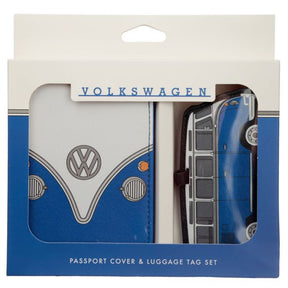 Volkswagen VW T1 Camper Passport Cover & Luggage Tag Set - Blue