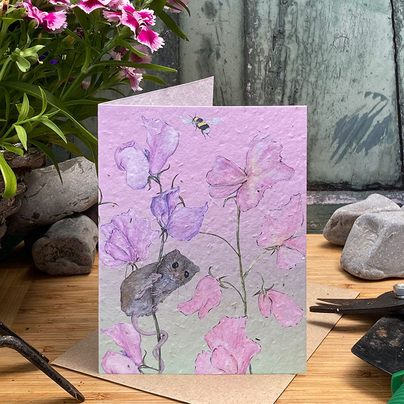 Sweet Pea & Mouse Plantable Seed Card