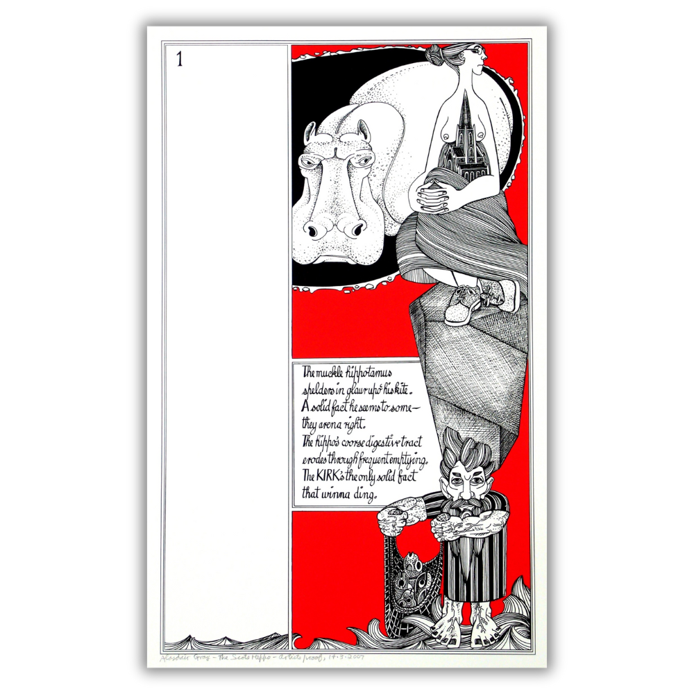Alasdair Gray: The Scots Hippo 1 Hand Signed Limited Edition
