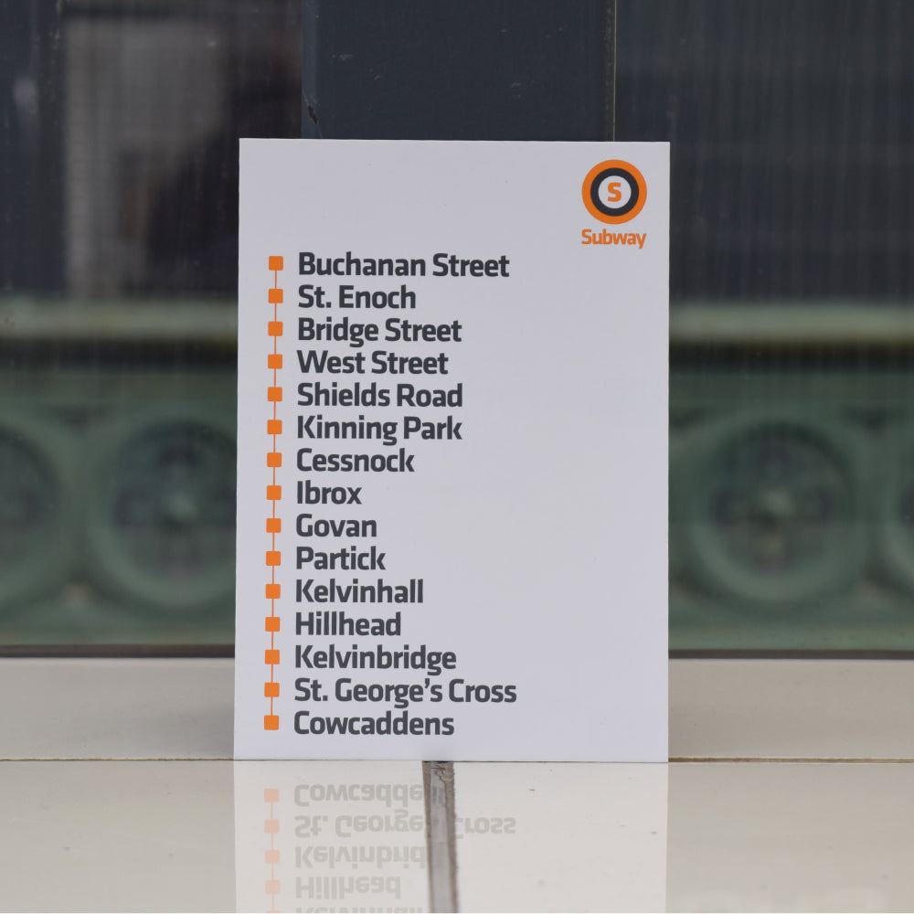 Glasgow Subway Station List Postcard