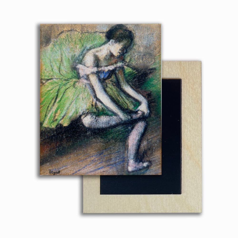 Degas: Green Dress Wooden Magnet