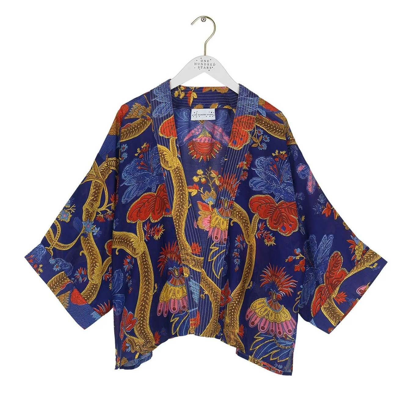 Climbing Peacock Royal Blue Kimono