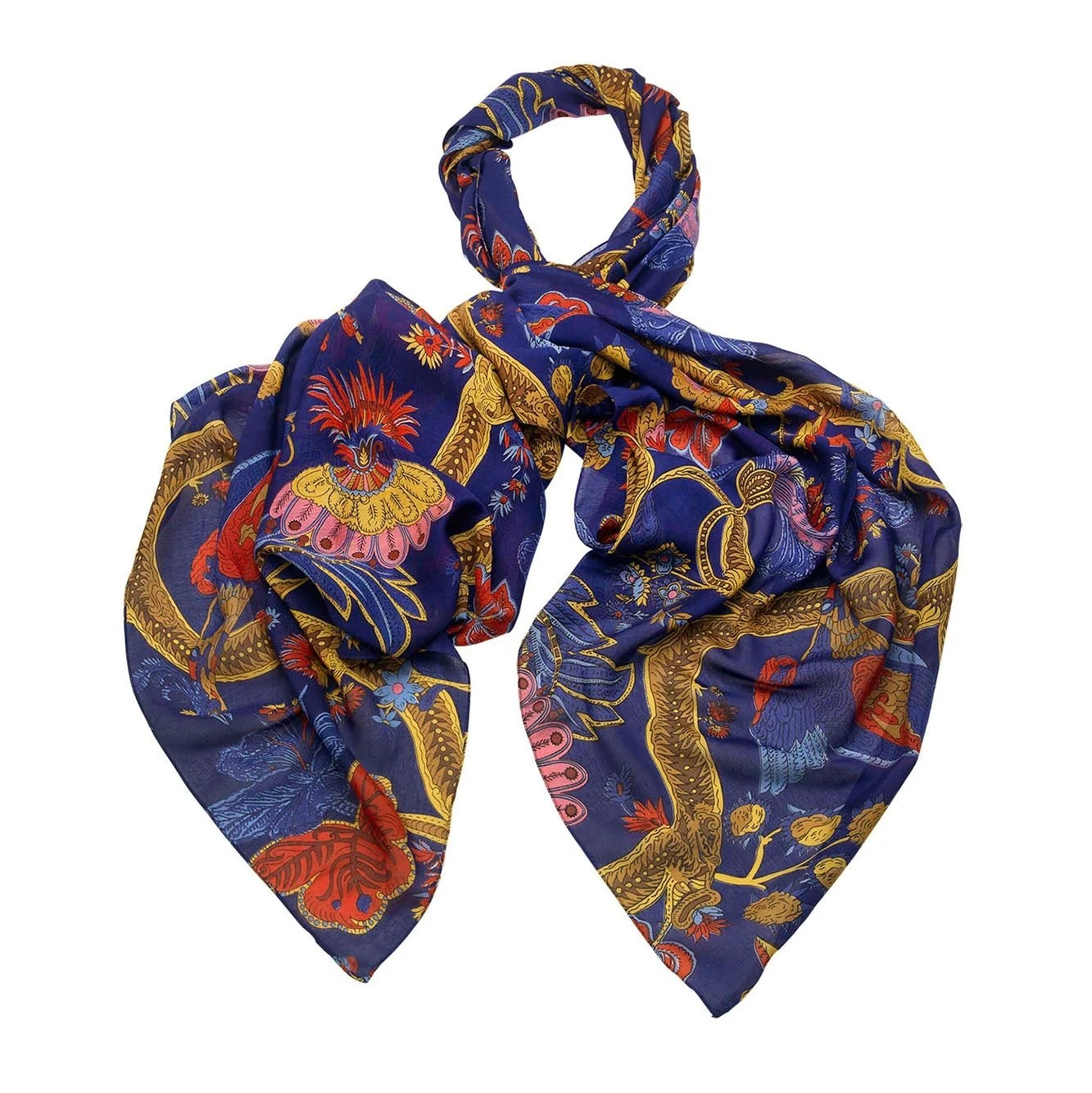 Climbing Peacock Royal Blue Scarf